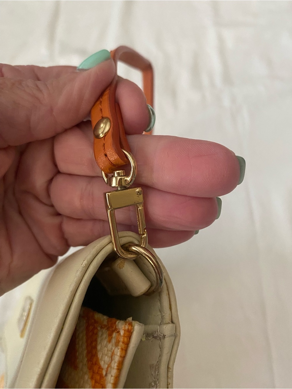 Spartina 449 Cream and Orange Geometric Wristlet - Picture 8 of 16